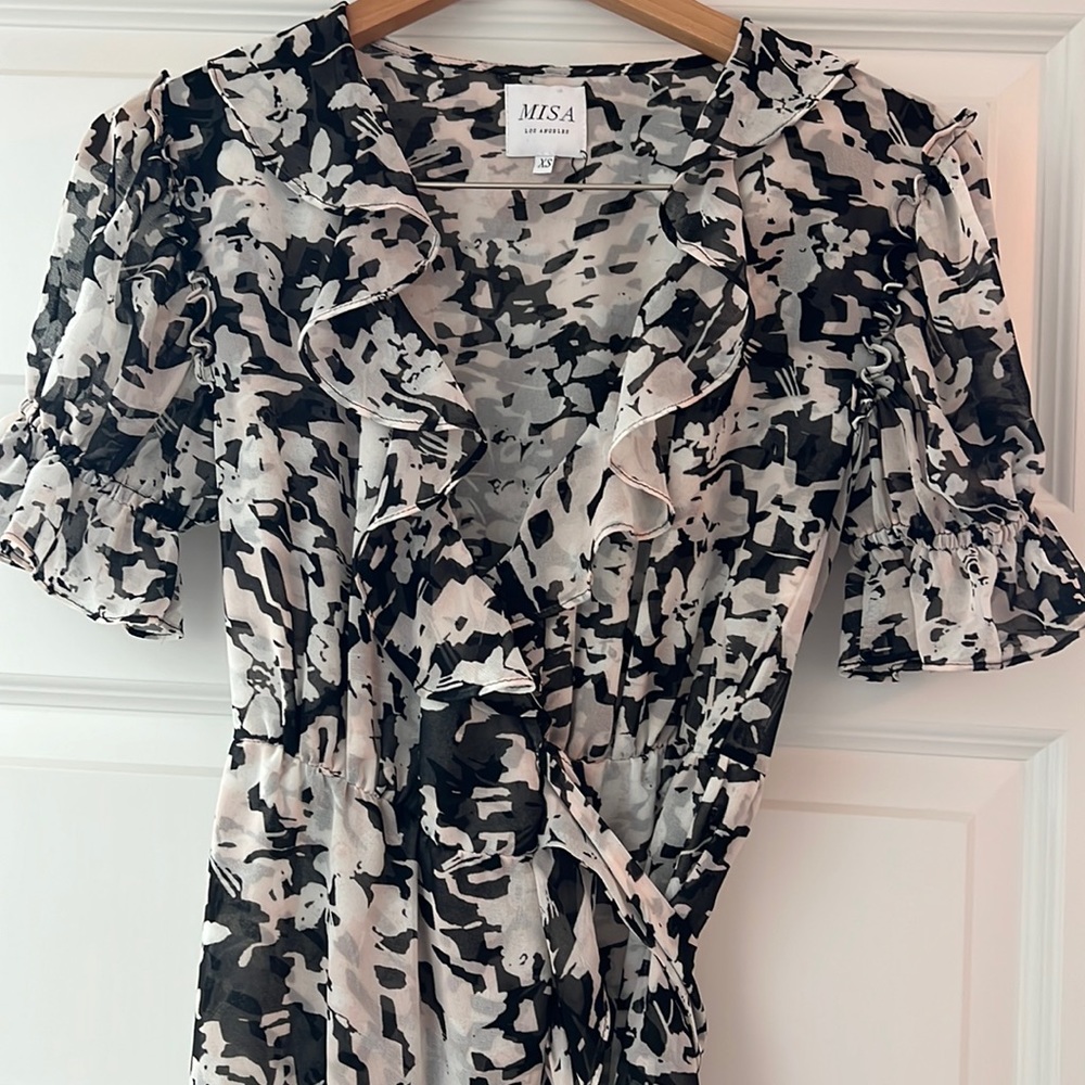Misa Los Angeles Chiffon Printed Wrap Dress Size XS